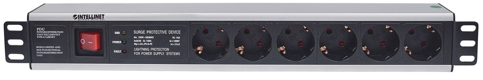 EAN 0766623713962 - Intellinet 713962 unidad de distribución de energía (PDU) 6 salidas AC 1.5U Negro imagen 3