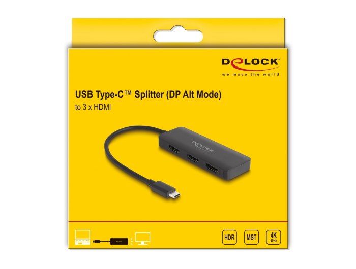 Delock Usb Tipo-C Splitter (Dp Alt Mode) A 3 X Hdmi 4k 60 Hz