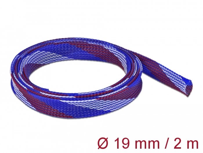 Delock Funda Trenzada Expandible 2 Mx 19 Mm Azul-Rojo-Blanco
