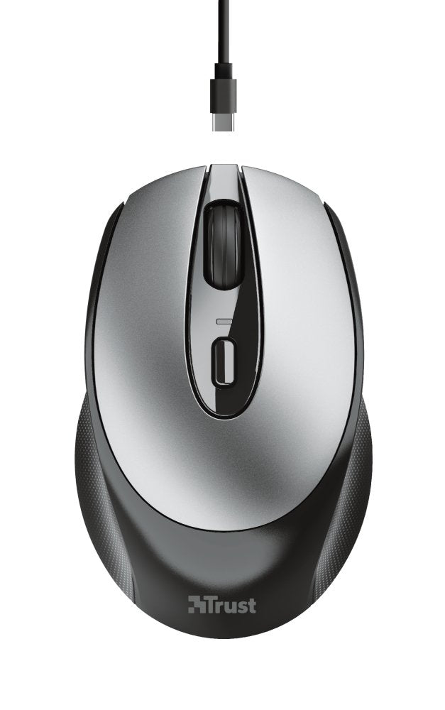 Ratón Inalámbrico Trust Zaya 23809 Black Óptico Rf 2.4ghz 1600dpi Max 4 Botones -Bat.Recargable Puerto Usb Tipo-C
