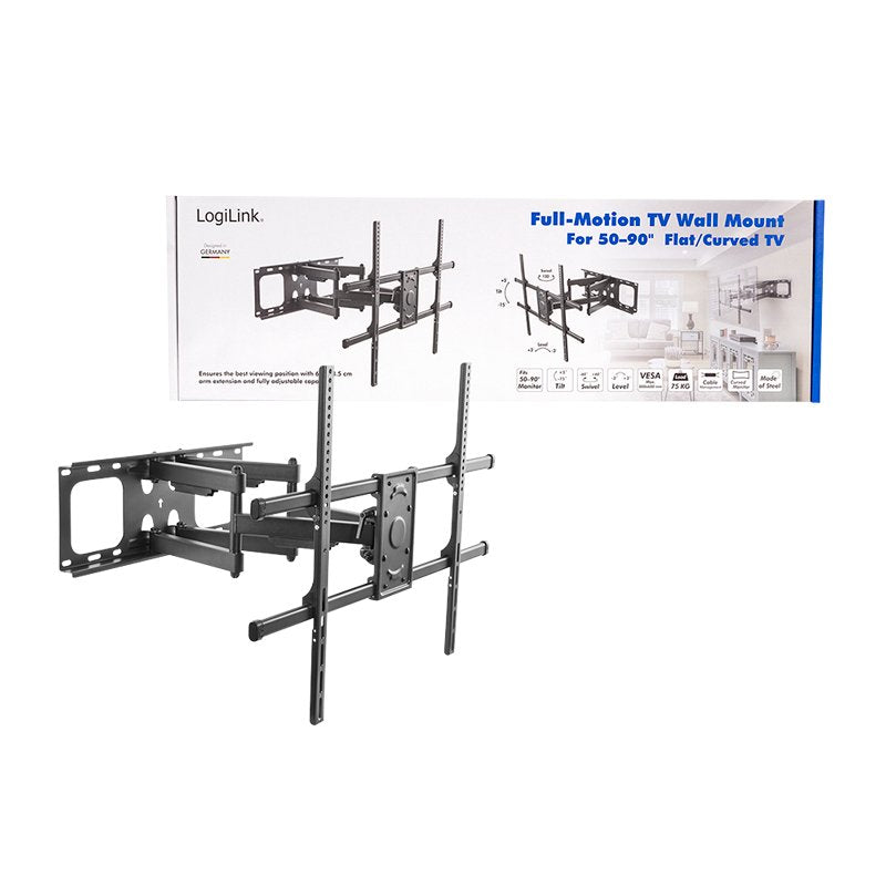 Logilink Soporte De Pared Para Tv, 50 90", Inclinable, Giratorio, 75 Kg