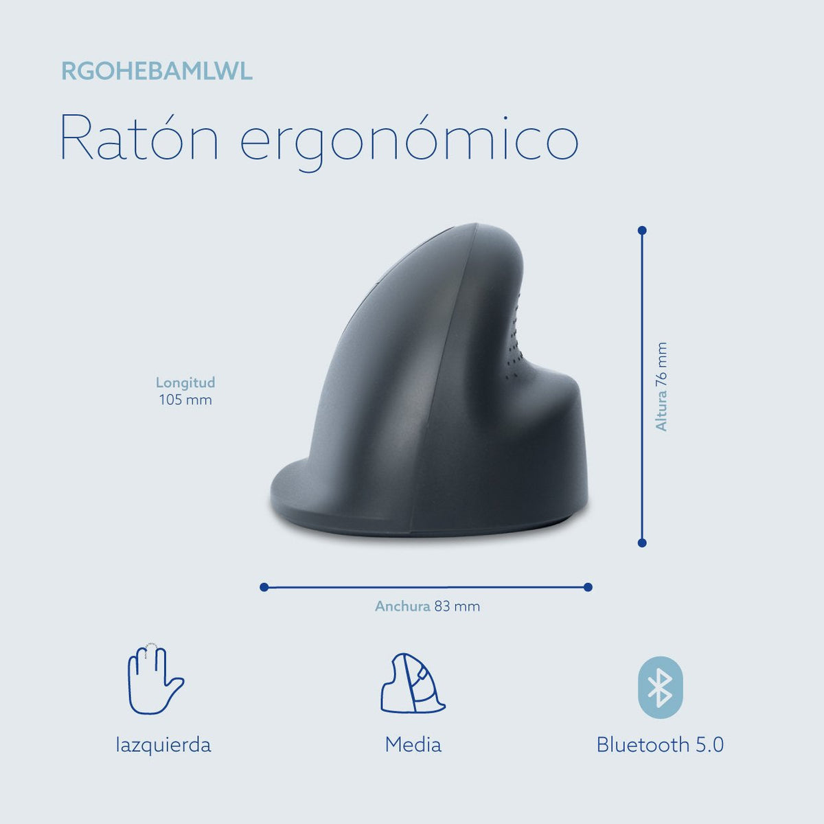 R-Go Ratón He Basic Ergonómico Izquierda Bluetooth