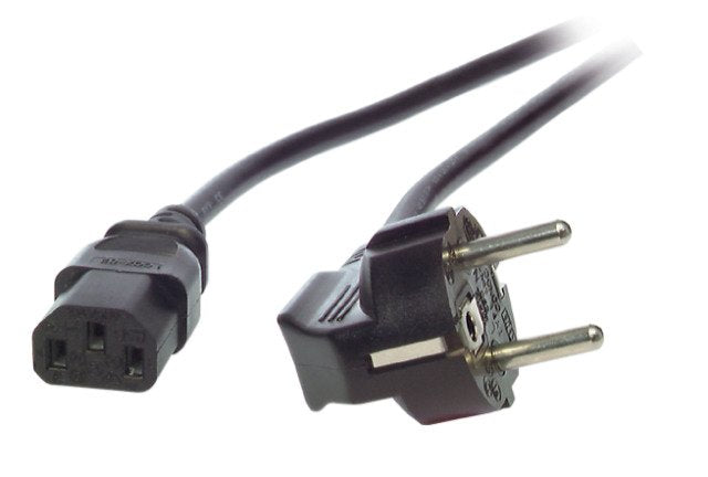 Efb Netzcable Schutzkontakt 90°-C13 180°,Sw,2.0m,3x0.75mm