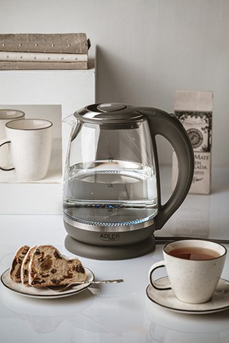 Hervidor De Agua Adler Ad 1286  2 L Gris, Transparente 2200 W