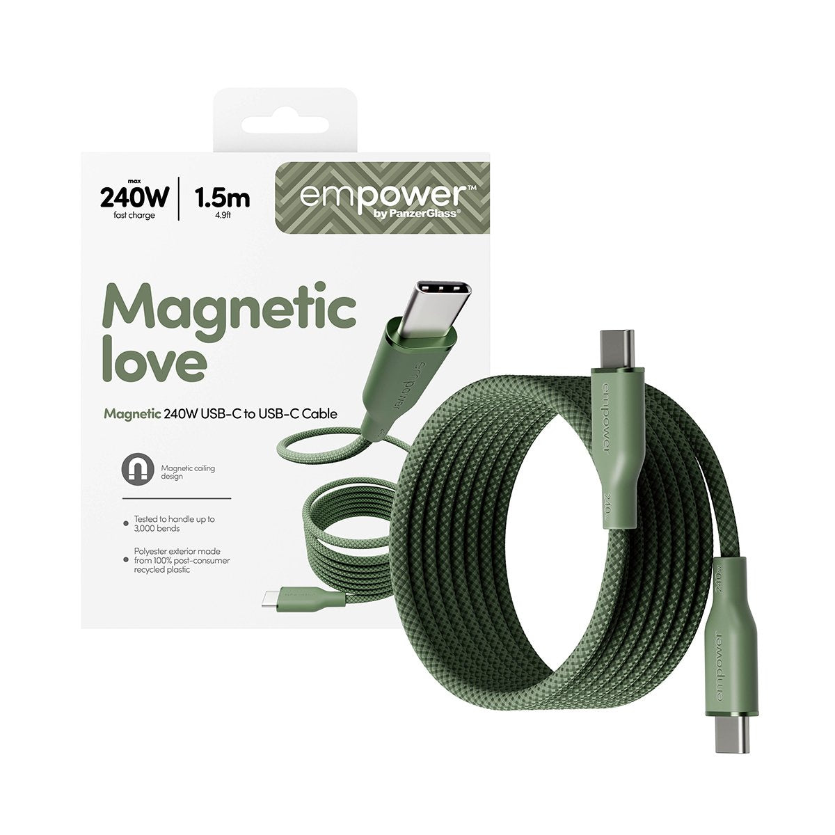 Panzerglass Empower Magnetic 240w Usb-C To Usb-C 1.5m Sage
