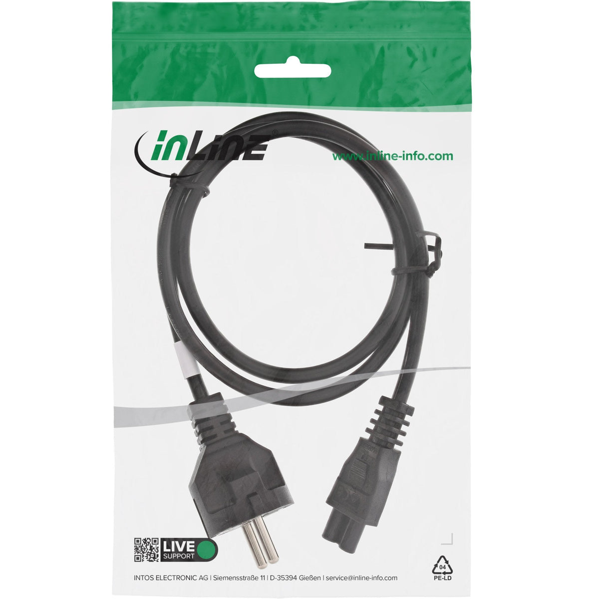 Cable De Alimentación Inline Tipo F A Enchufe De Portátil "Mikey Mouse" Negro 1m