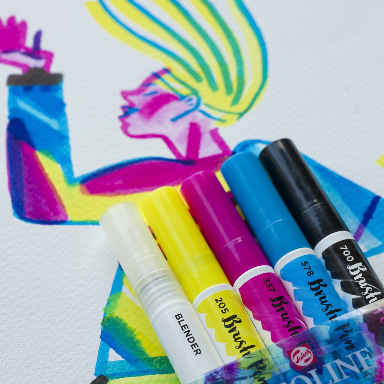 Talens Ecoline Set 5 Rotuladores Brush Pen Primario Punta Pincel Colores Surtidos