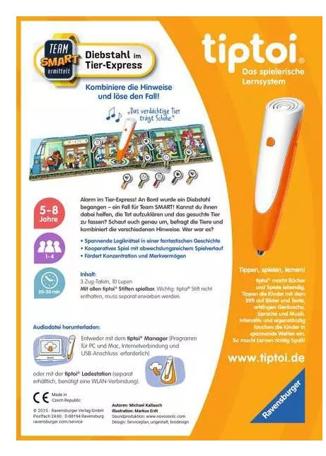 Ravensburger Tiptoi Equipo Smart Determinado: Robo En Tier Express, Juego De Mesa 4005556002269.0