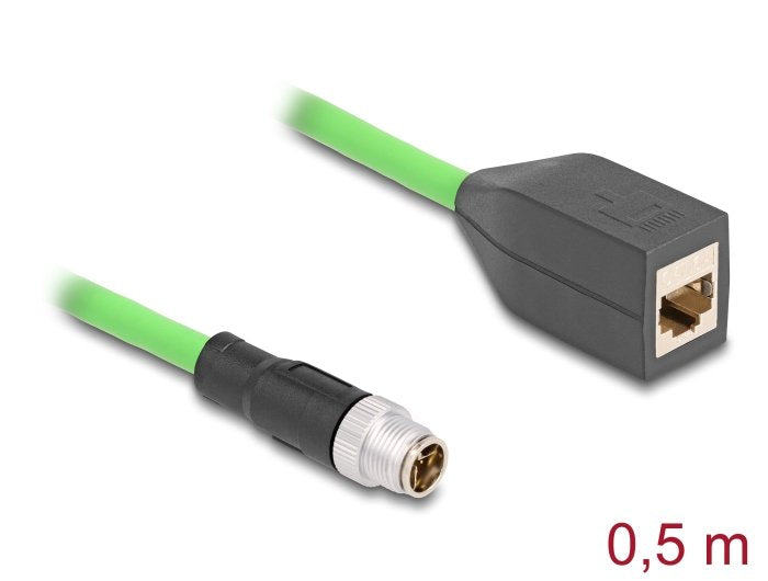 Delock 60572 Cable M12 Codificado X 8 Pin Macho A Rj45 Hembra Pur (Tpu) 0,5 M
