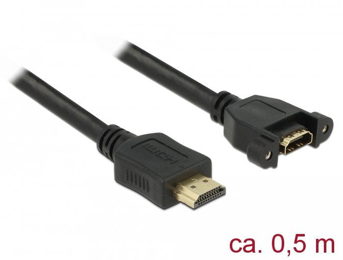 Delock 85463 Cable Hdmi-A Macho> Hdmi-A Hembra Para Instalación 4k 30 Hz 0,5 M