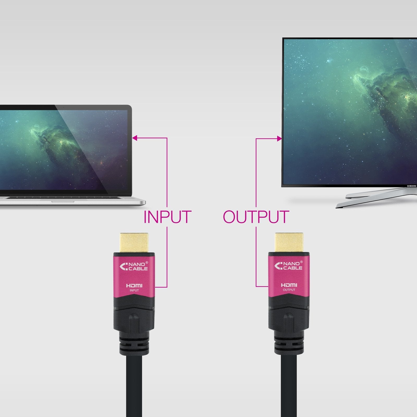 Nanocable Cable Hdmi V2.0 Macho Con Repetidor A Hdmi V2.0 Macho 30m - 4k@60hz 18gbps - Alta Velocidad - Negro/Rosa
