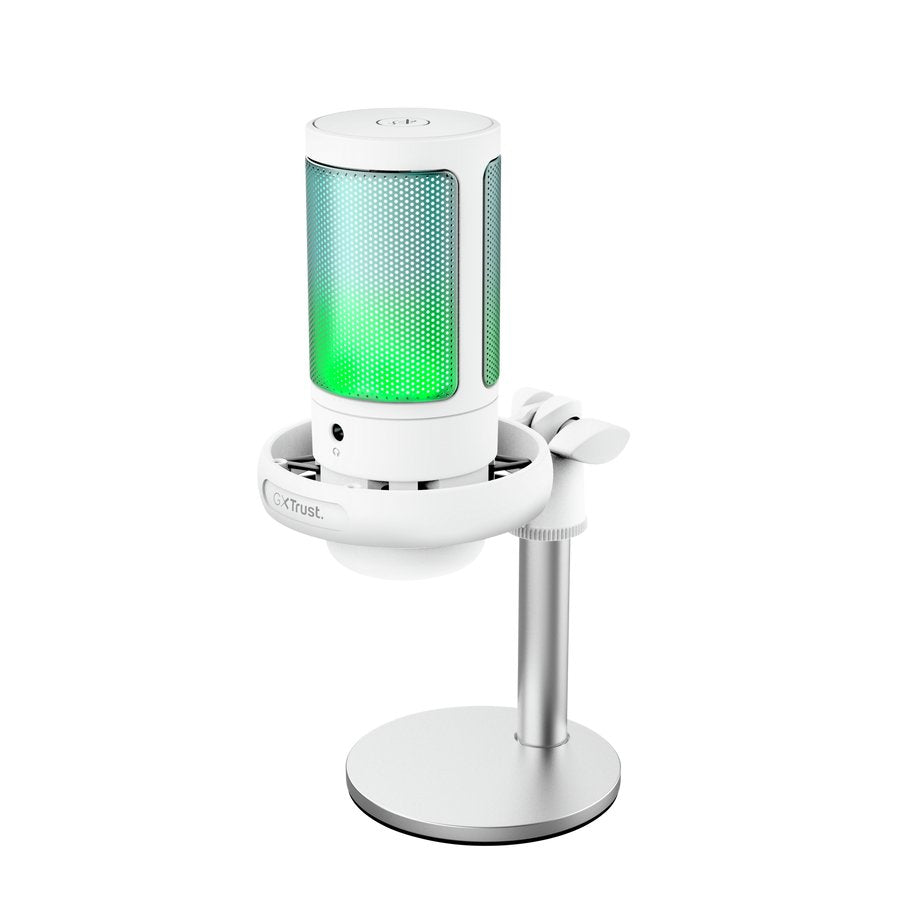Microfono Trust Gxt 238w Auron Gaming Usb Iluminacion Led Patron Cardioide Tripode Blanco