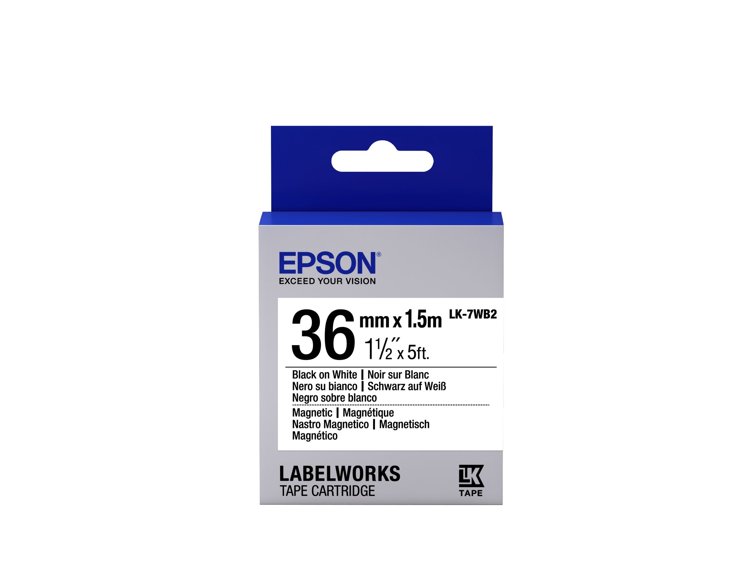 Epson Cinta Lk-7wb2 Magnética Negro/Blanco 36/1,5