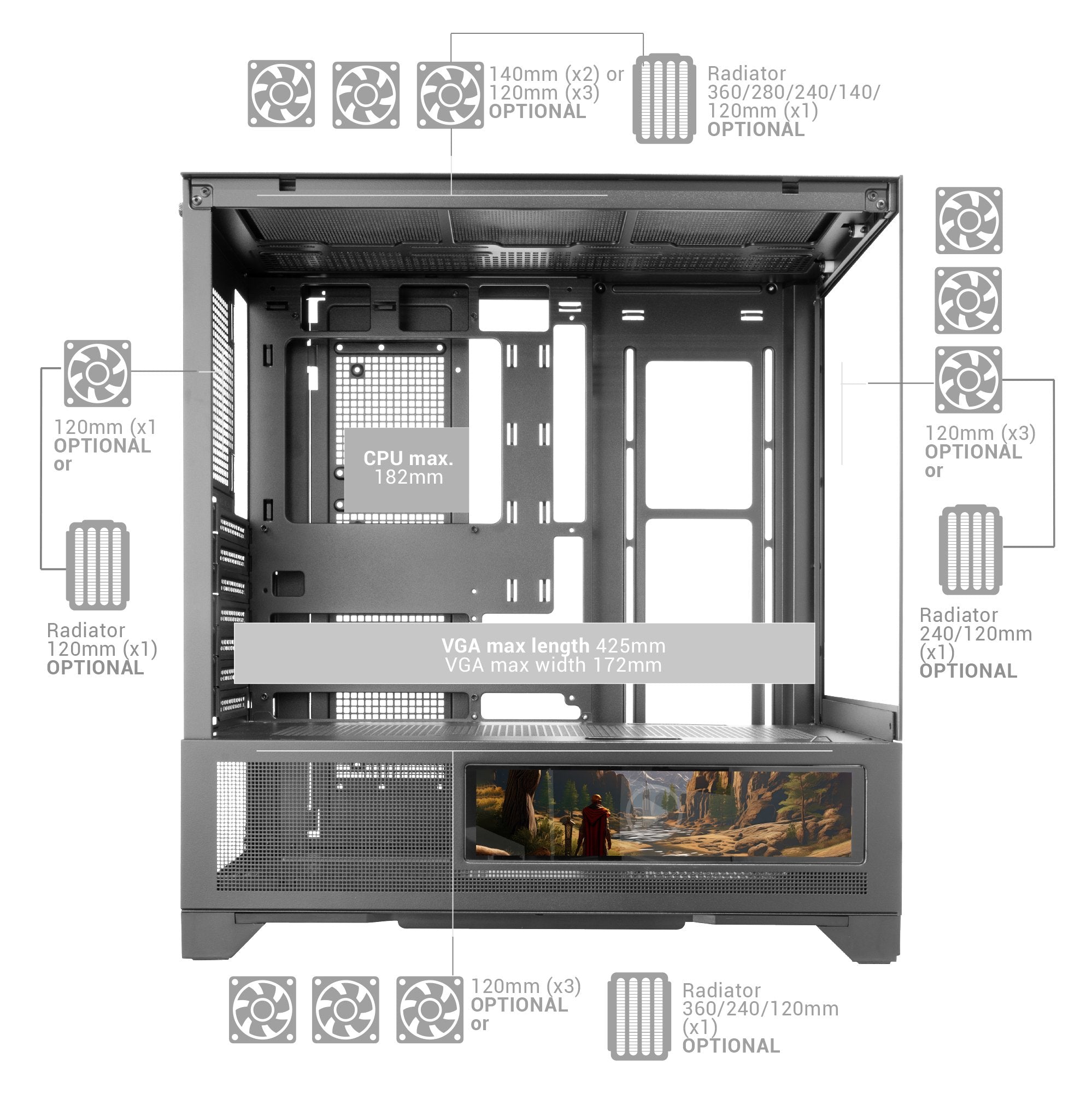EAN 8435693112556 - Mars Gaming MCLCDX carcasa de ordenador Midi Tower Negro imagen 13