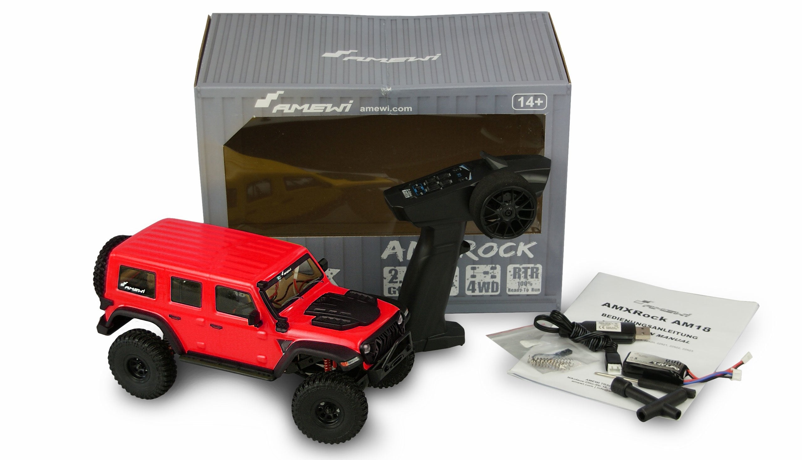 Amewi Rc Auto Amxrock Am18 Kratos Rojo Lipo Akku 600mah/14+