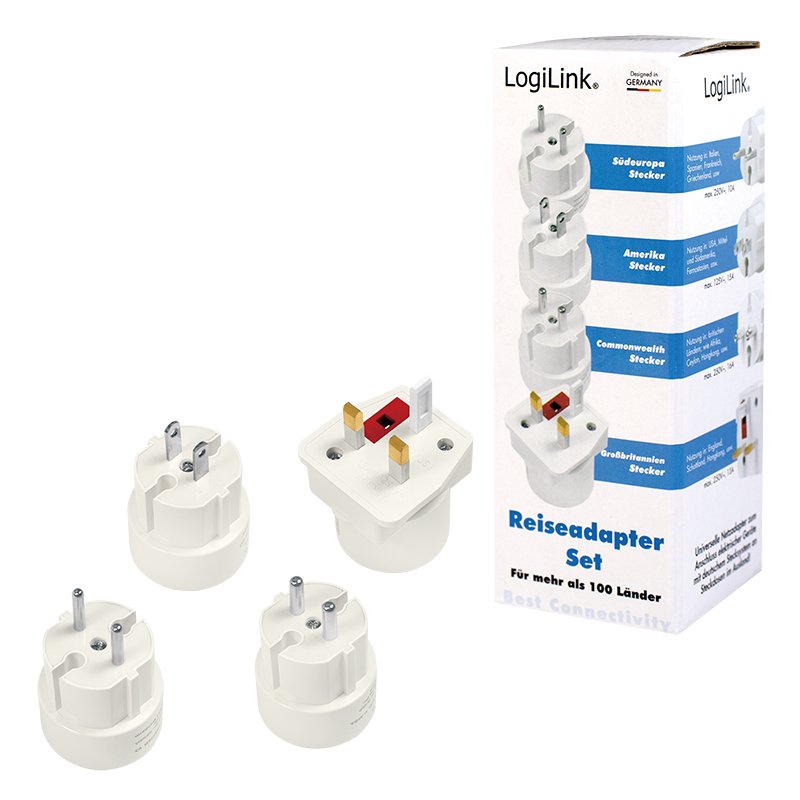 Juego De Adaptadores De Viaje Logilink De 4, 2a / 250v