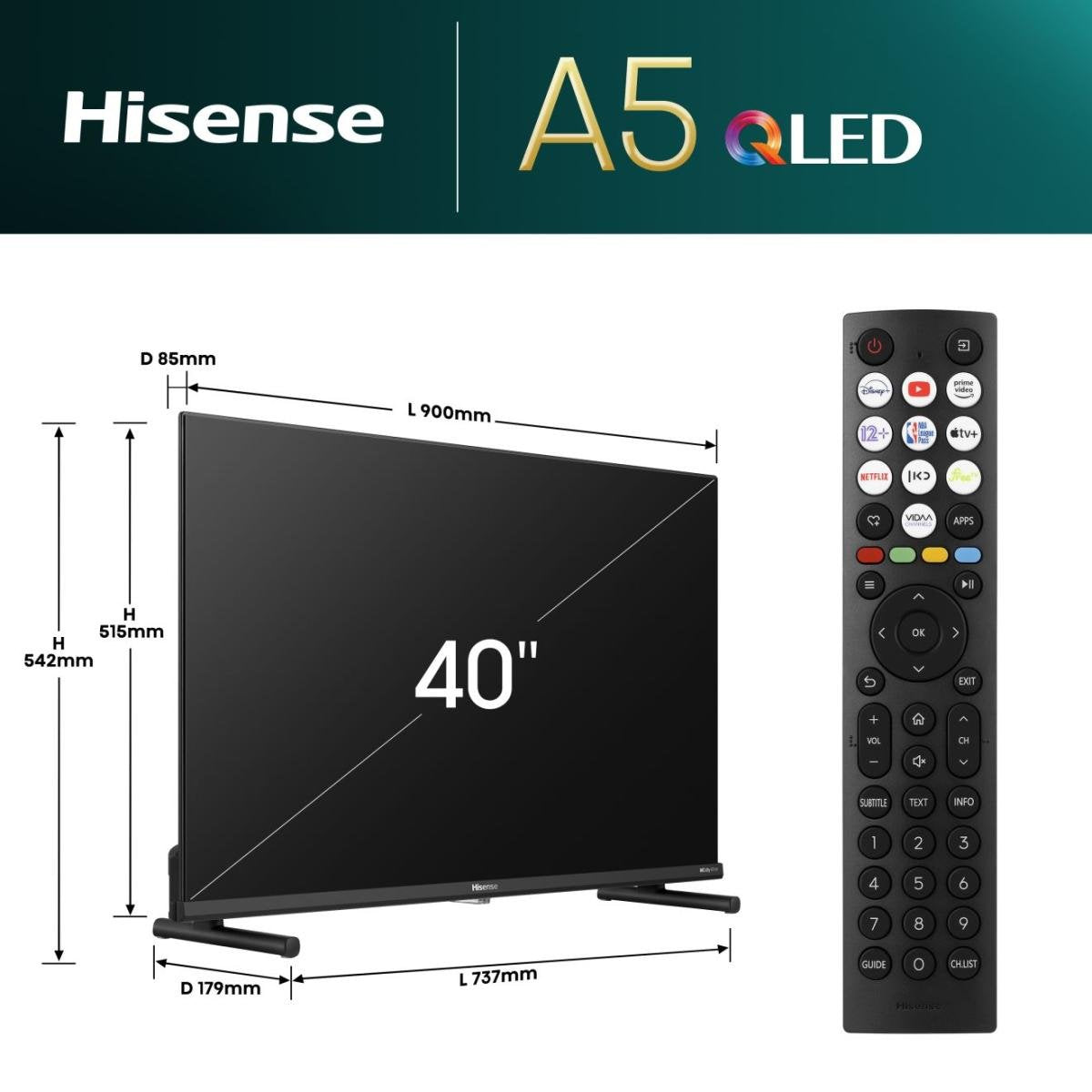 EAN 6942351405988 - Hisense 40A5NQ 101,6 cm (40") Full HD Smart TV Wifi Negro 220 cd / m² imagen 2