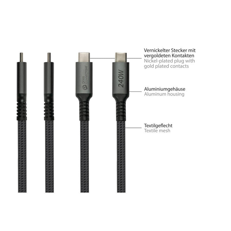Cable Alcasa 2240-Cct005a  Usb Usb 2.0 0,5 M Usb C Negro
