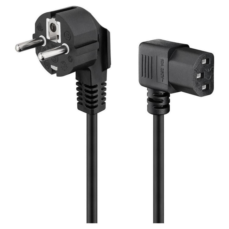 Cable Alimentacion Cee-7/7 90º Schuko A C13 90º 1.80m Negro (3
