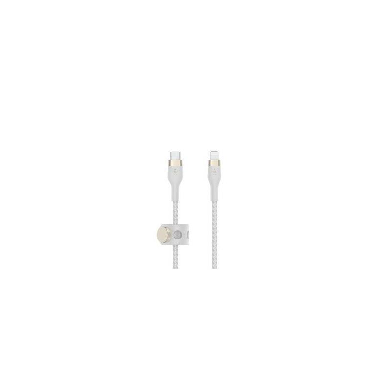 Cable Belkin Caa011ds1mwh Usb-C A Lightning Trenzado De Silicona 1m Color Blanco