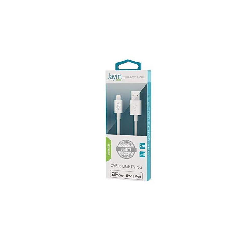 Cable Charge & Synchro Usb-A Vers Lightning Mfi - Longitud 2m - Blanco - Jaym®