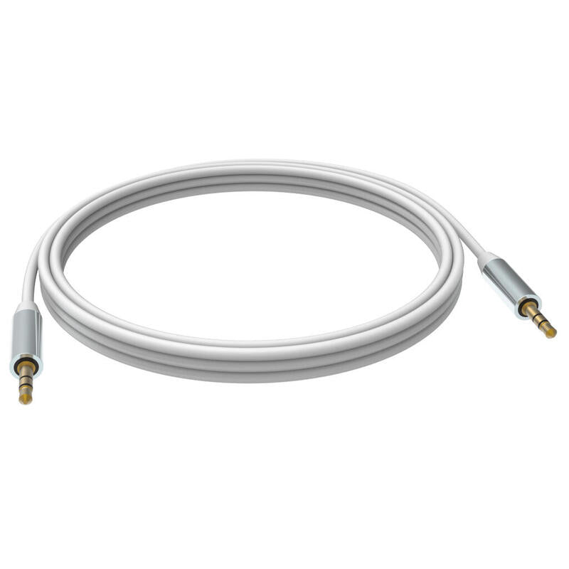 Cable De 10 M 3.5mm Minijack Conectores Chapados En Oro Doble Aislamiento Con Papel De Aluminio Blindaje En Espiral De Cobre Estañado Mini Jack (M) A Mini Jack (M) Diámetro Exterior 3.0 Mm 26 Awg Blanco