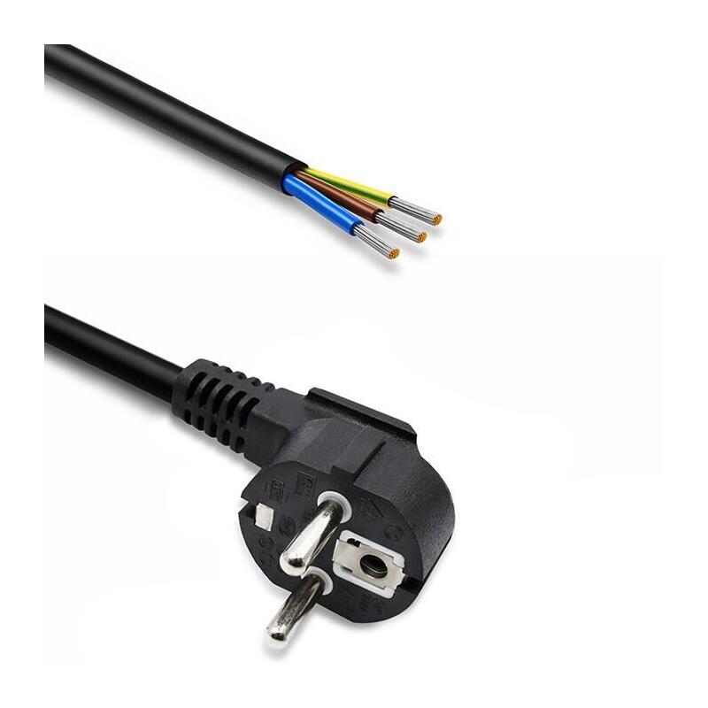 Cable De Alimentación Enchufe Acodada Schuko Cee 7/7 (E/F) Cobre Cu Odizolowany Lutowany 3x1.0mm2 1.8m