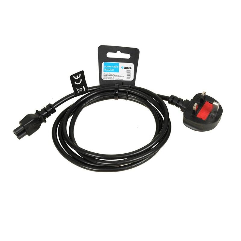 Cable De Alimentación Ibox Para Portátiles (Trébol) Enchufe Vde De 1,8 M Para El Reino Unido