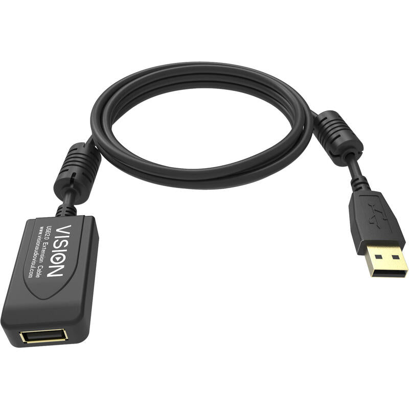 Cable De Extensión Usb 2.0 De 5 M Núcleos De Ferrita 480 Mbps Más Del 65 Por Ciento De Cobertura Con Blindaje Trenzado Usb A (H) A Usb A (M) Diámetro Exterior 4.5 Mm 28+24 Awg Negro