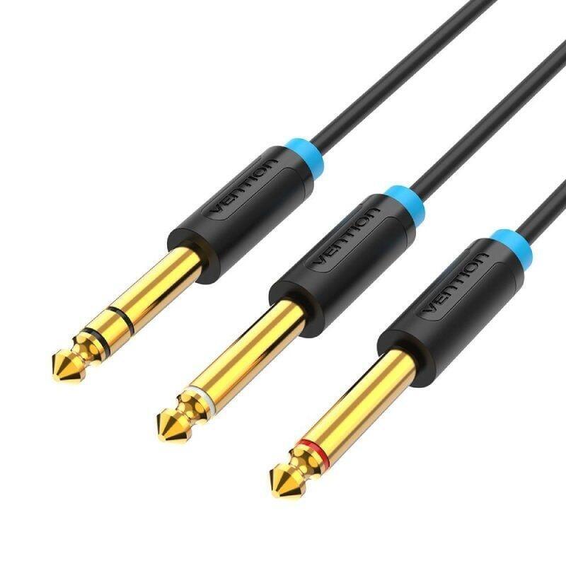 Cable Estéreo Vention Batbh Jack 6.35 Macho 2x Jack 6.35 Macho 2m Negro