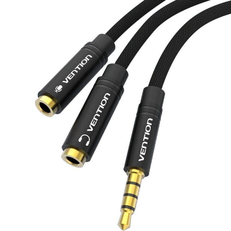 Cable Estéreo Vention Bbmby Jack 3.5 Macho 2x Jack 2.5 Hembra 30cm Negro