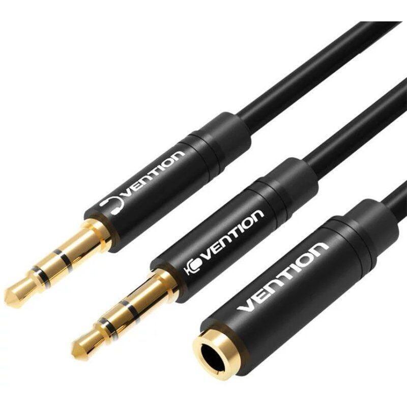 Cable Estéreo Vention Bbuby 2x Jack 3.5 Macho Jack 3.5 Hembra 30cm Negro
