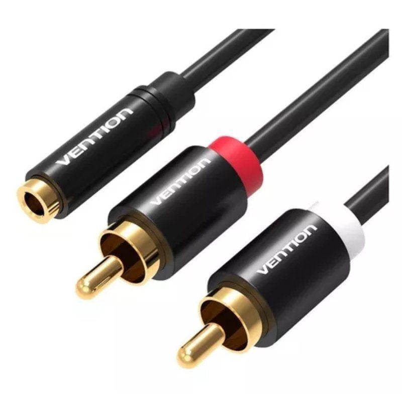 Cable Estéreo Vention Vab-R01-B100 Jack 3.5 Hembra 2x Rca Macho 1m Negro