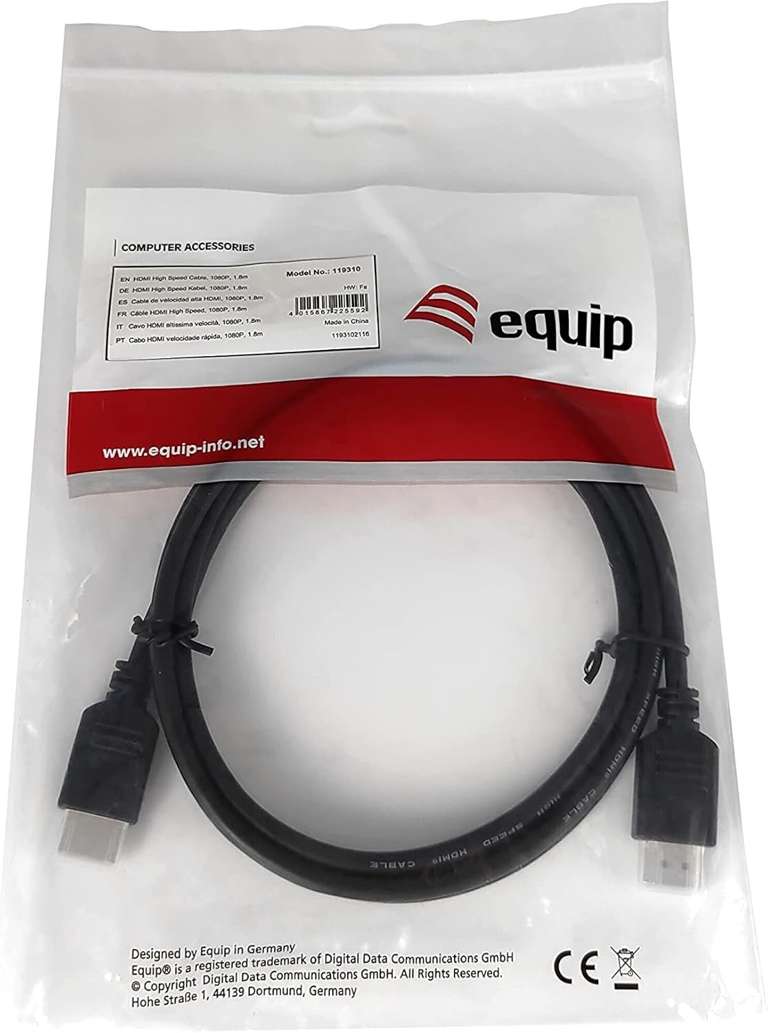 Cable Hdmi 4K 60Hz A/M-A/M Negro 1.8M Alta Velocidad