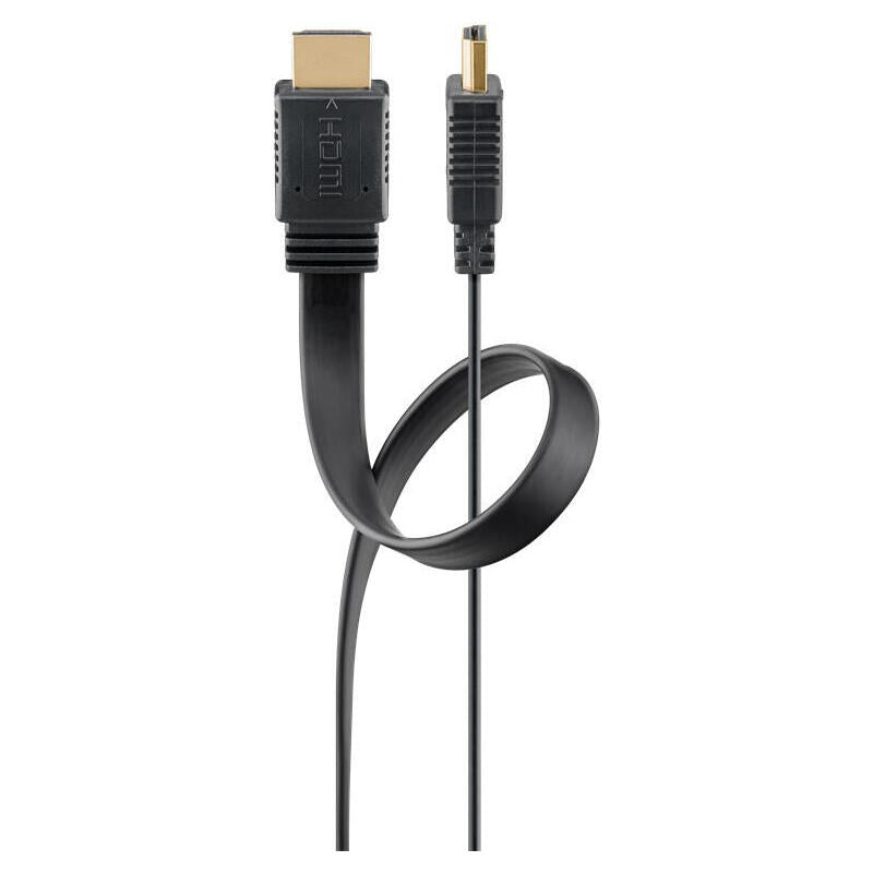 Cable Hdmi A-A  5 Metros Negro 4k 60hz  10,2 Gbit/S Series 2.0 Plano Goobay