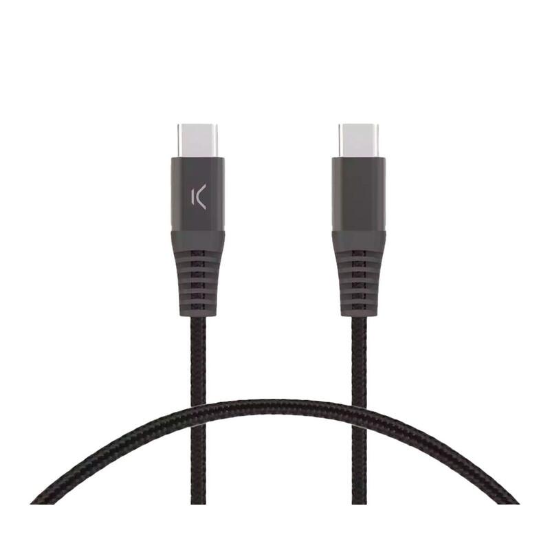 Cable Ksix Bxcucc2t5 Negro De Carga Y Datos 2 Metros Usb-C A Usb-C Carga Ultrarrápida 60w