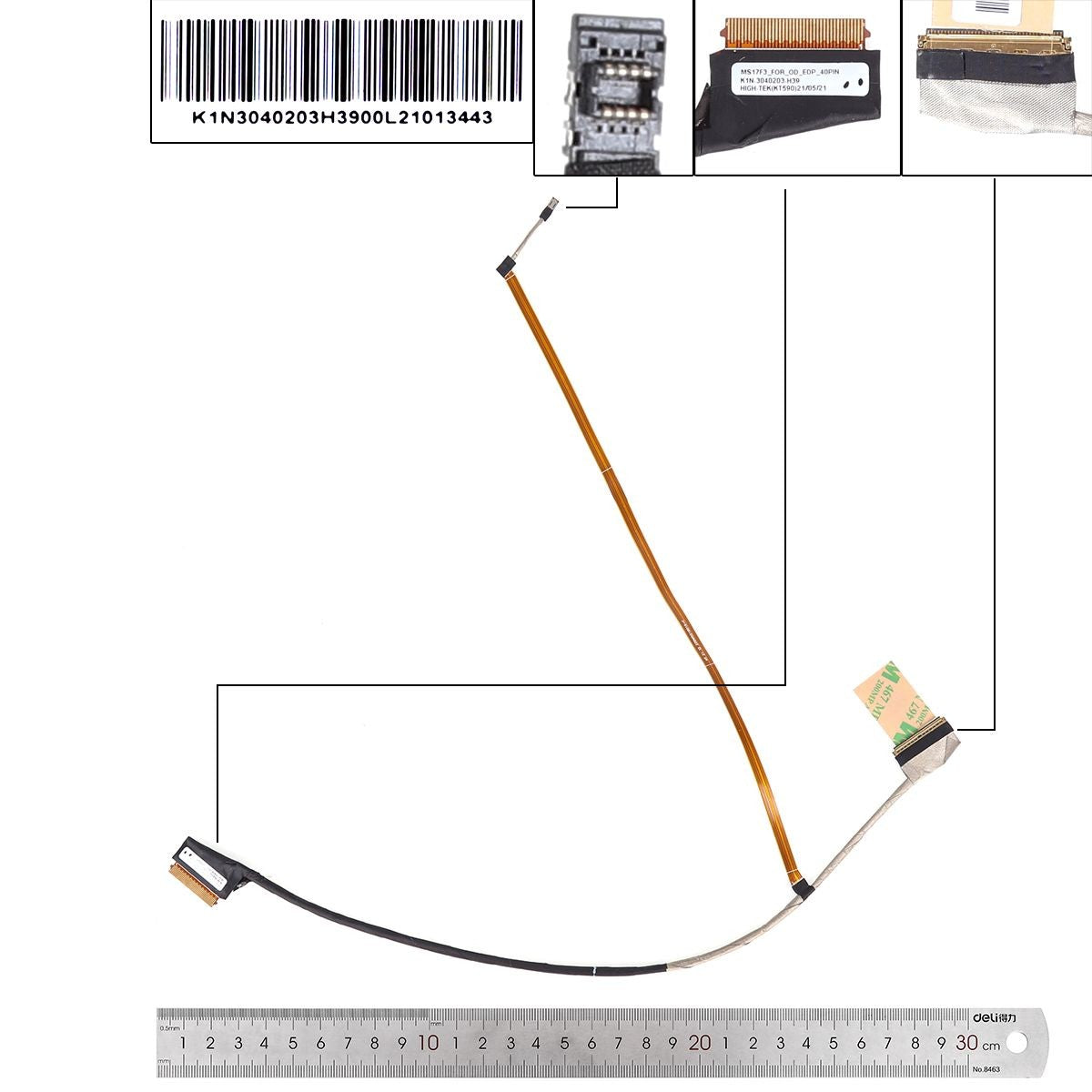 Cable Flex Para Portátil Msi Gf75 Ms-17F3 Ms17F1 Ms17F2 Ms17F3 Ms17F4 Ms-17F5 17F6 K1N-3040203-H39 40 Pines