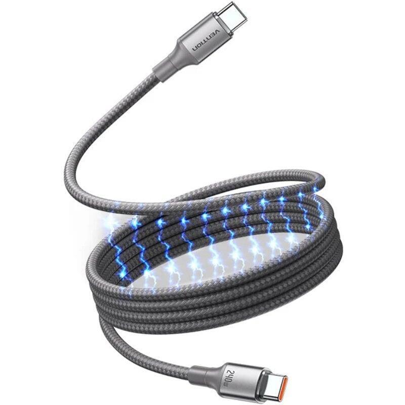 Cable Magnético Usb 2.0 Tipo-C 5a Vention Tsajf Usb Tipo-C Macho Usb Tipo-C Macho Hasta 240w 480mbps 1m Titanio