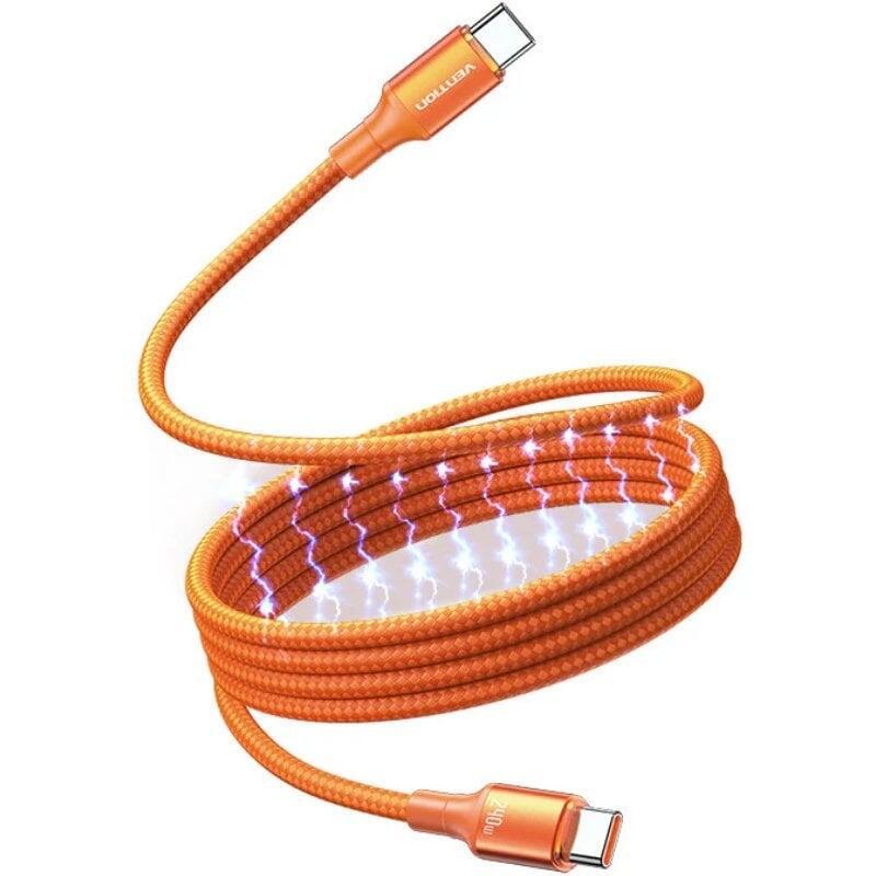 Cable Magnético Usb 2.0 Tipo-C 5a Vention Tsaog Usb Tipo-C Macho Usb Tipo-C Macho Hasta 240w 480mbps 1.5m Naranja