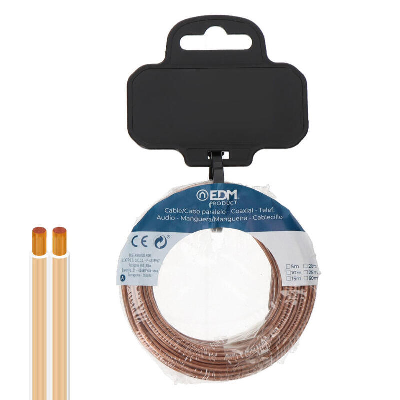 Cable Paralelo 2x0,75mm² Transparente 15m.