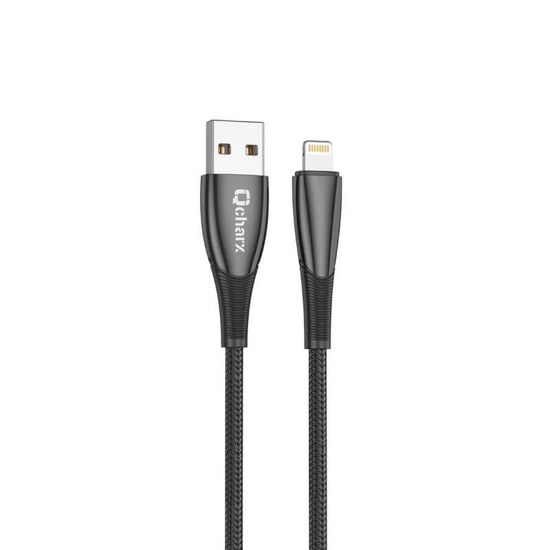 Cable Qcharx Berlin Usb A Lightning 3a 1 M Zinc Negro Cordon Grueso Tacto Suave