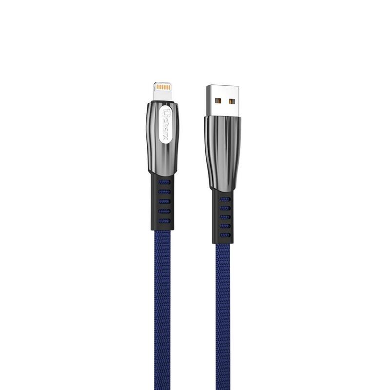 Cable Qcharx Florence Usb A Lightning 3a 1 M Zinc Azul Cordón Plano Premium