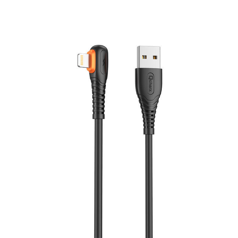 Cable Qcharx London Usb A Lightning 3a 1 M Pvc Negro Acodado