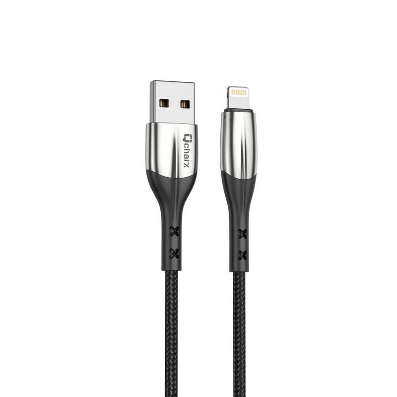 Cable Qcharx Toronto Usb A Lightning 3a 1 M Zinc Negro Cordon Suave