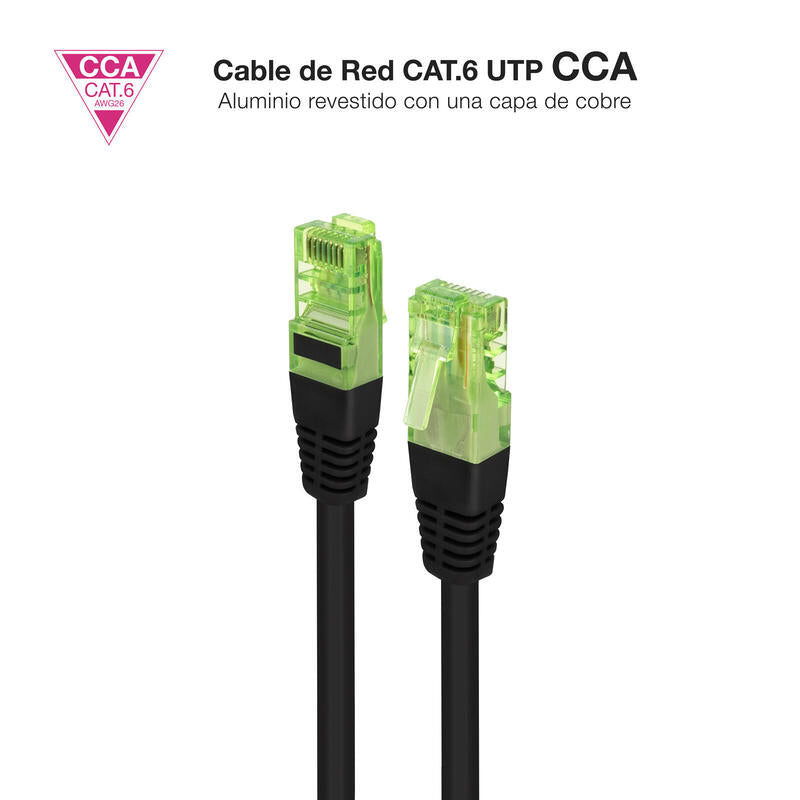 Cable Red Cat.6 Utp Awg26 Cca, Negro, 10 M