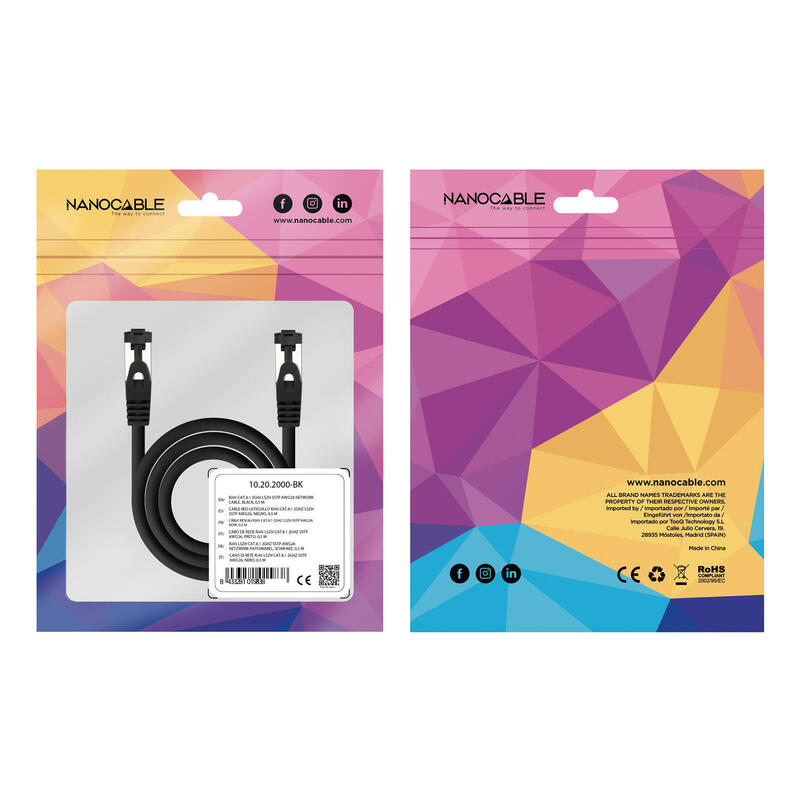 Cable Red Cat.8.1 2ghz Lszh Sstp Awg26 Negro 2 M