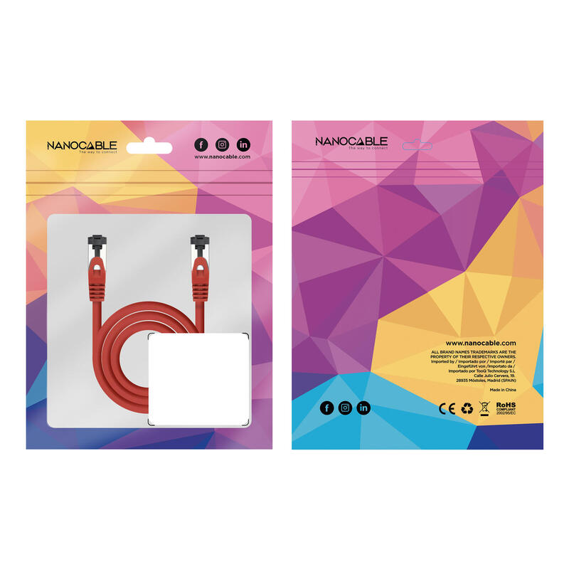 Cable Red Cat.8.1 2ghz Lszh Sstp Awg26 Rojo 0.5 M