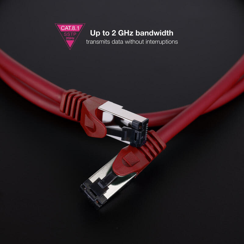 Cable Red Cat.8.1 2ghz Lszh Sstp Awg26 Rojo 30 Cm