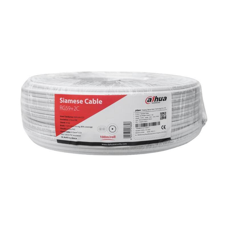 Cable Rg59 Coax+Pwr 100m White/Pfm941i-Rg59n/21-100-W Dahua