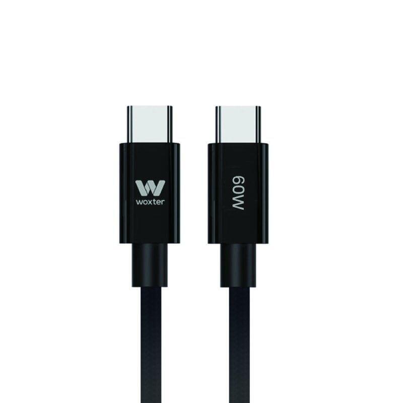 Cable Usb 2.0 Tipo-C Woxter Pe26-193 Usb Tipo-C Macho Usb Tipo-C Macho Hasta 60w 480mbps 2m Negro